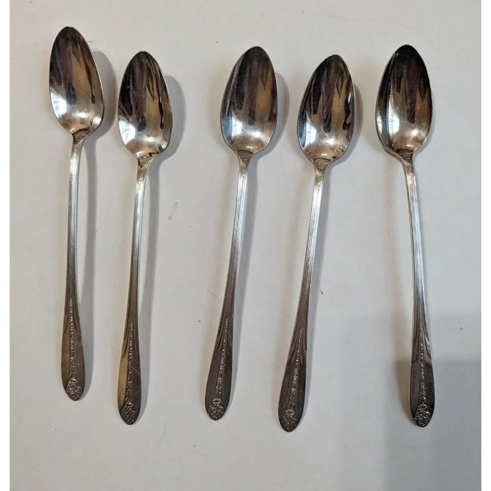National Silver Co Princess Royal Iced tea spoons silver-plate 1930  7 inch  set